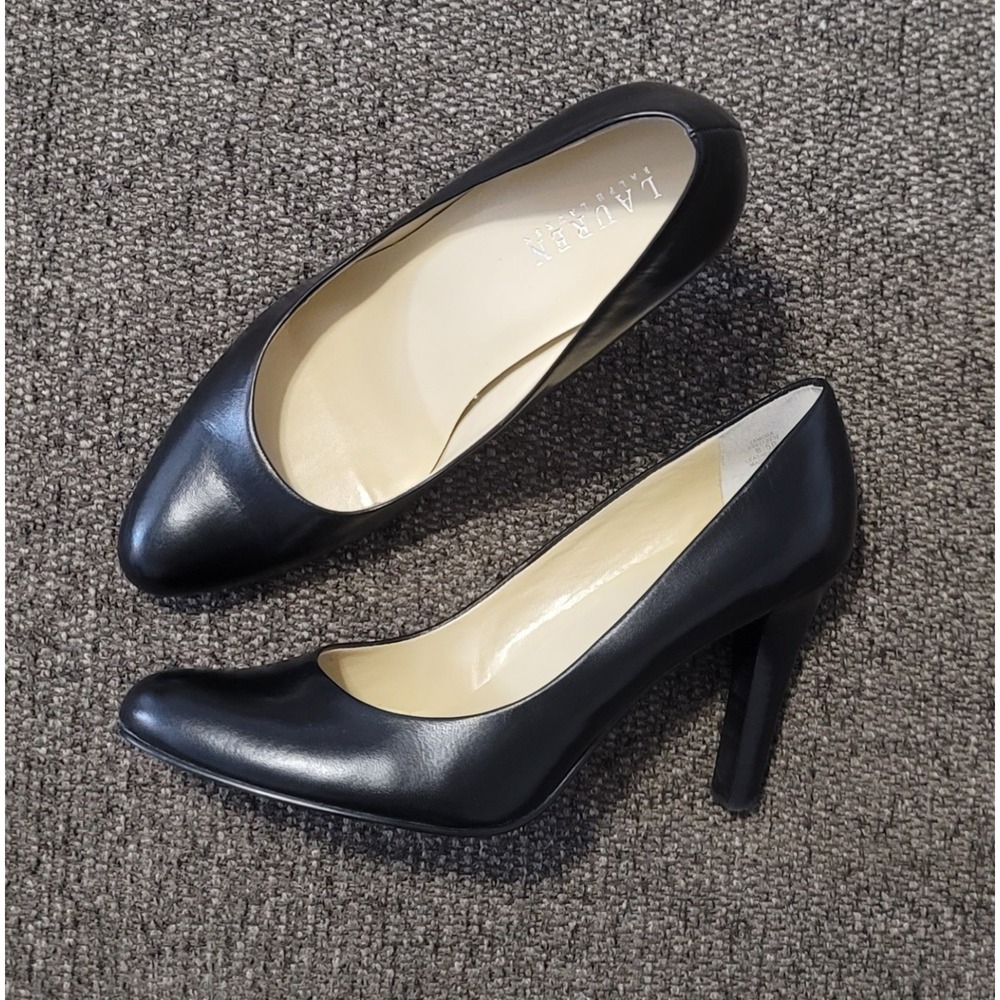 Lauren Ralph Lauren Women's Zamora Black Kidskin Slip On Pump Heels Size 8.5B - Picture 3 of 10